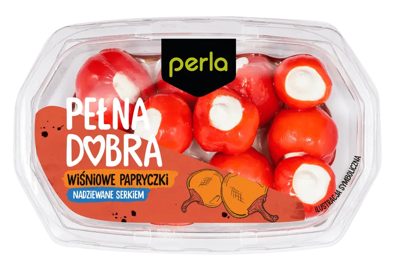 Pyszne, wiśniowe papryczki nadziewane serkiem, gotowe do podania. Idealna przekąska pełna smaku.